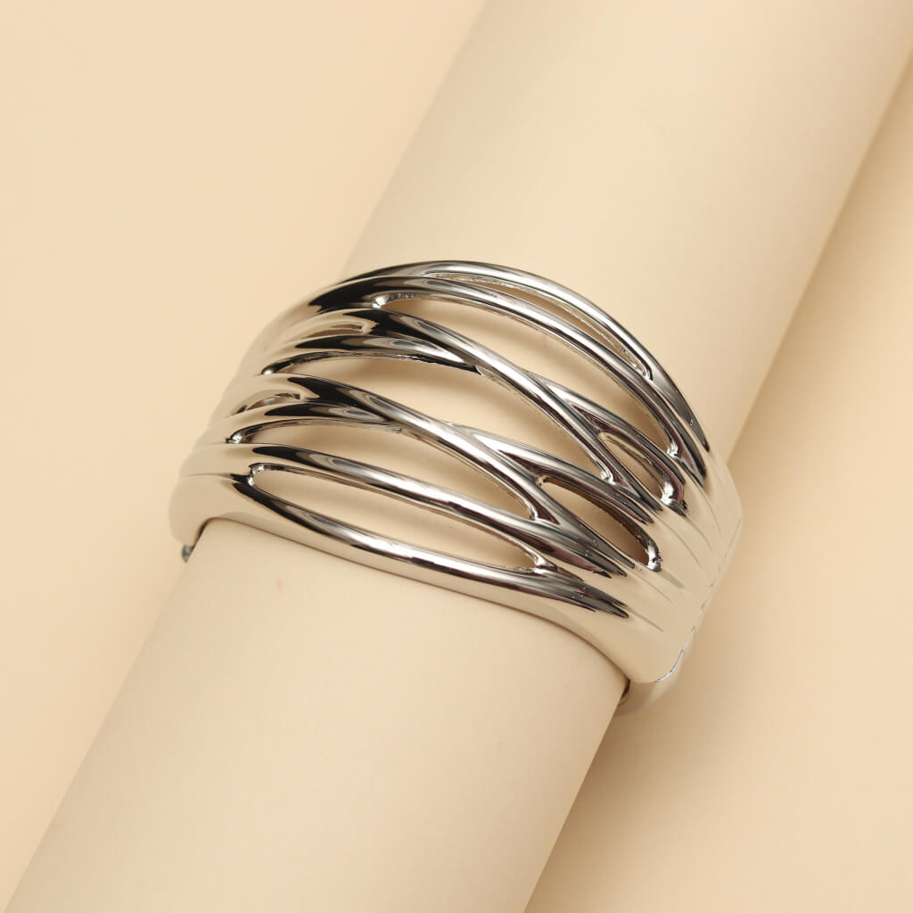 Stylish Silver Plated Wave Cuff Bracelet