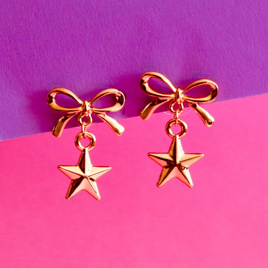 Twinkle Bow star Dangle Earrings