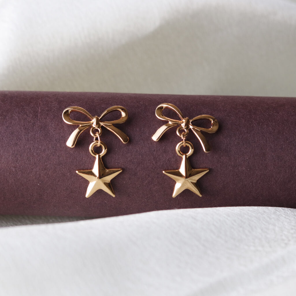 Twinkle Bow star Dangle Earrings