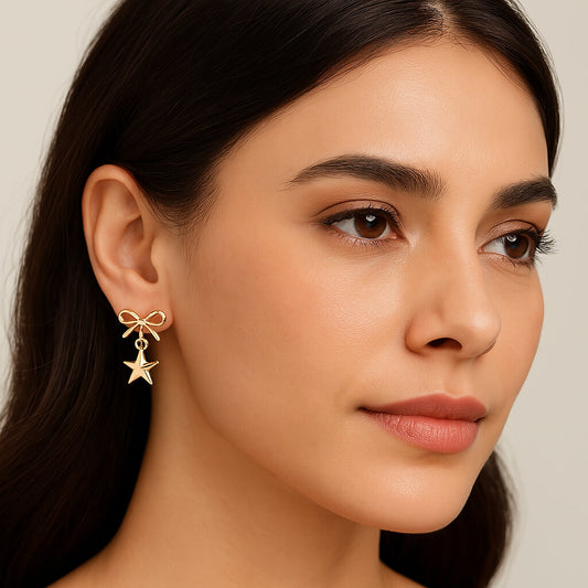 Twinkle Bow star Dangle Earrings