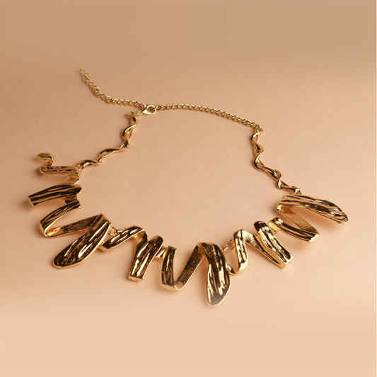 Abstract Gold Statement Necklace