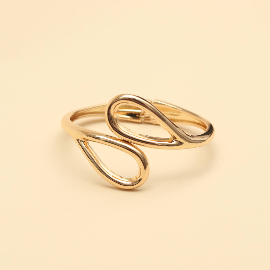 Abstract Intertwined Loop Gold Cuff Bracelet