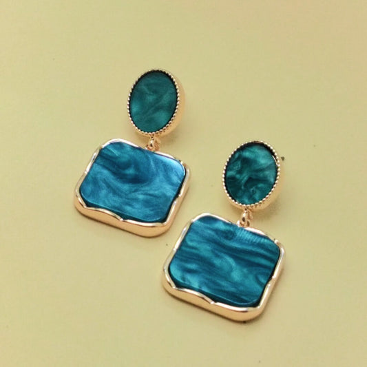Aqua Ripple Drop Earrings