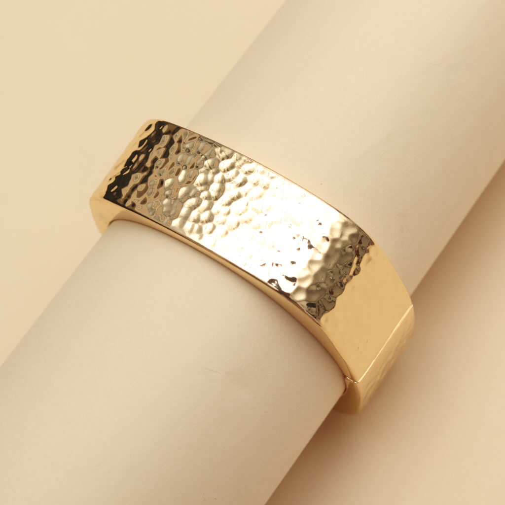 Bold Hammered Gold Cuff Bracelet