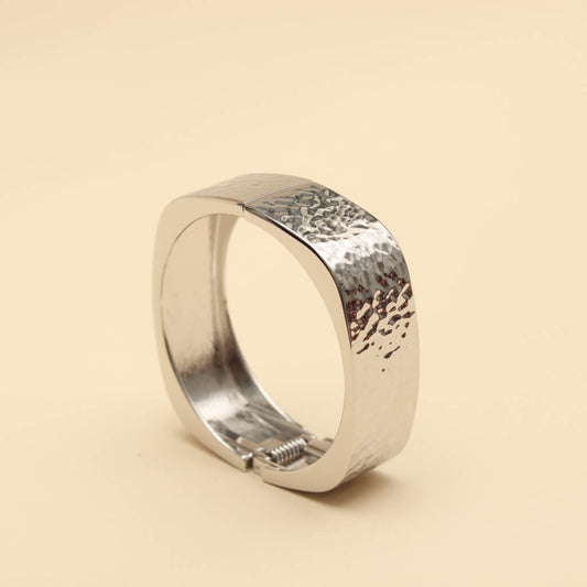 Bold Hammered Silver Cuff Bracelet