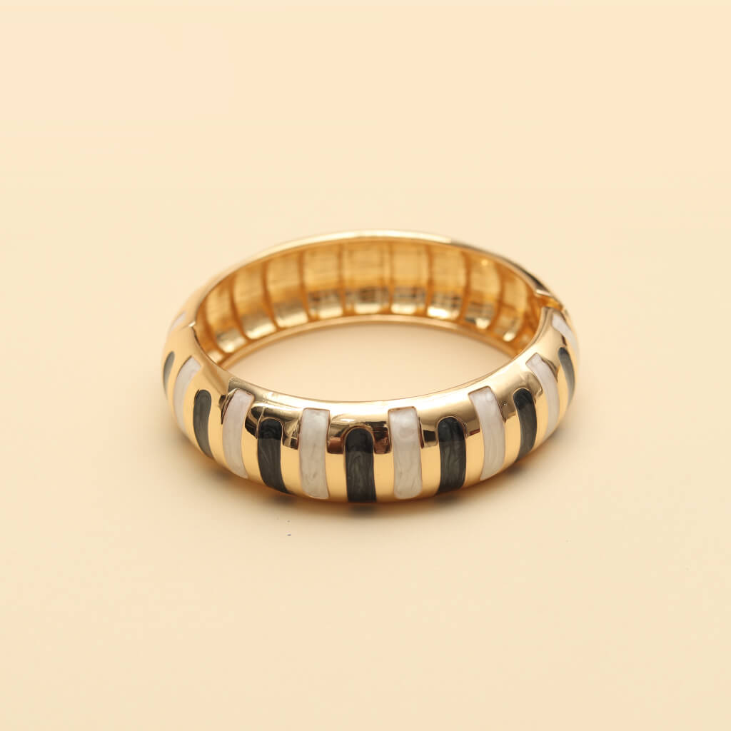Chic Enamel Stripe Statement Kada Bracelet
