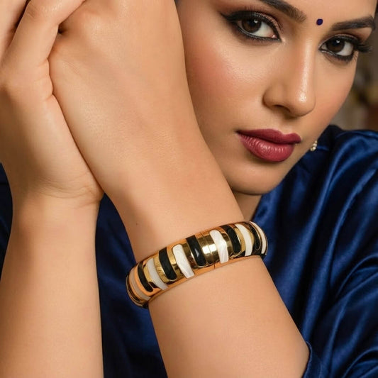 Chic Enamel Stripe Statement Kada Bracelet