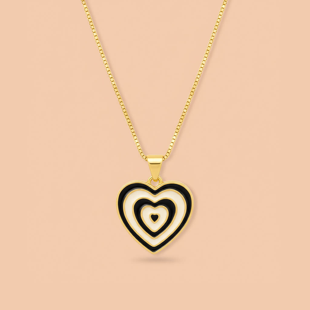 Cosmic Black Ripple Love Pendant Necklace