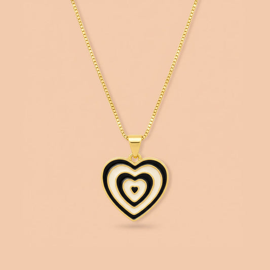 Cosmic Black Ripple Love Pendant Necklace