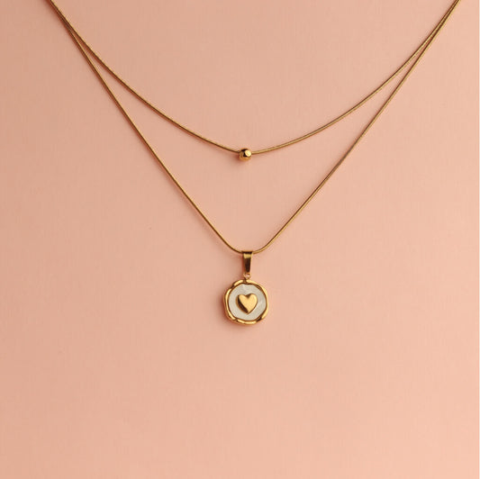 Dual Layer Heart Pendant Necklace