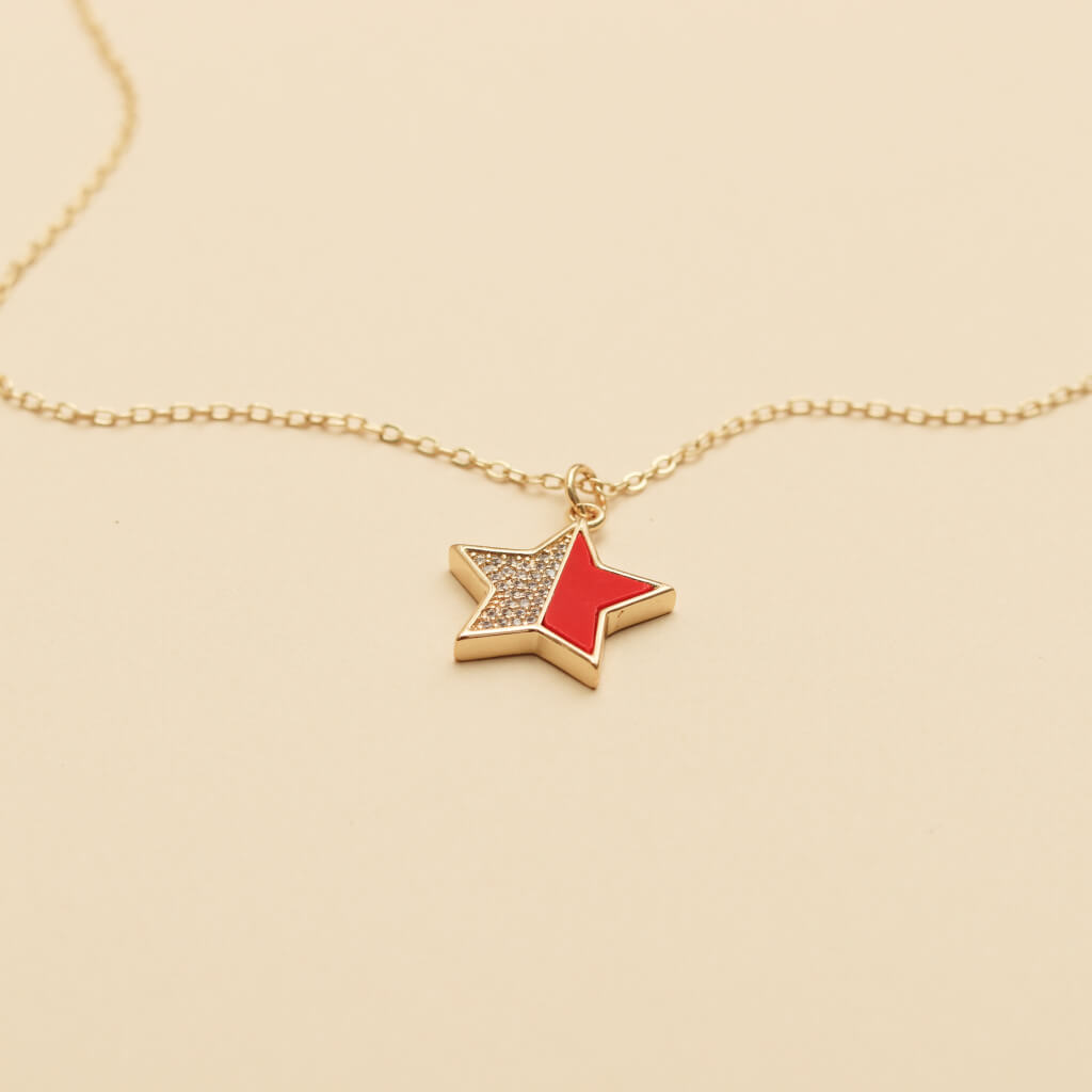 Enamel Dual-Tone Star Charm Necklace