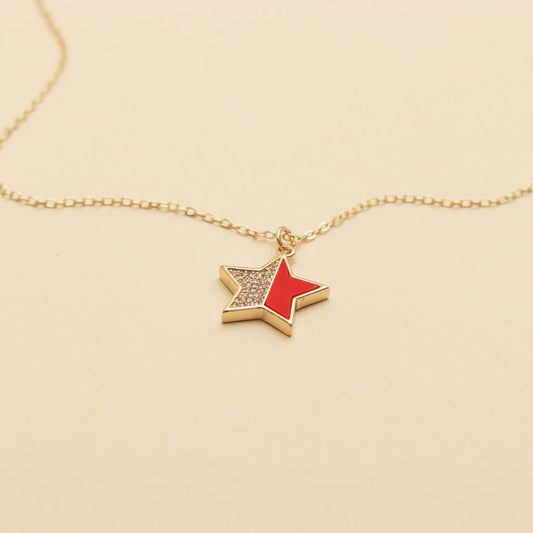 Enamel Dual-Tone Star Charm Necklace