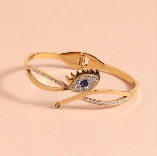 Evil Eye Bracelet with Blue & White Crystal Accents