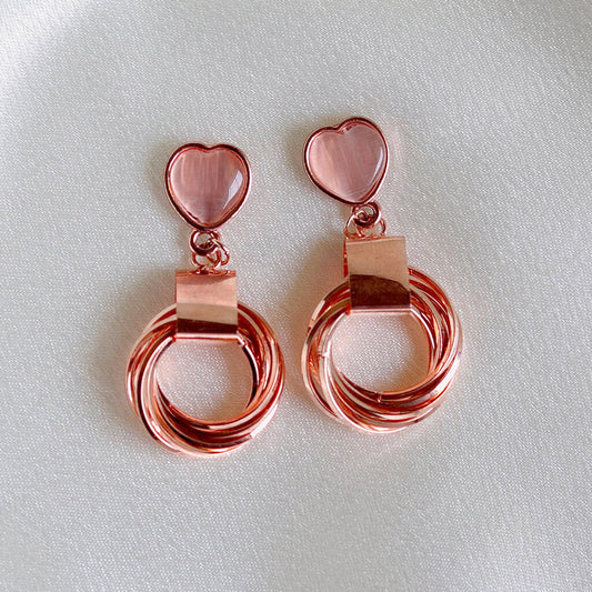 Glimmer Orbit Earrings Heart Stone Earrings