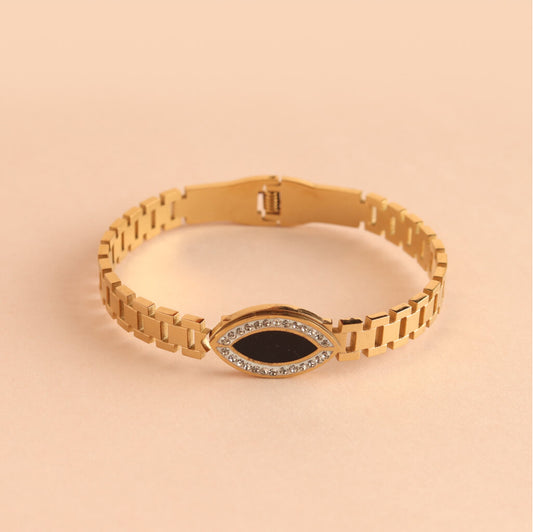 Gold Bracelet with Black Marquise Center