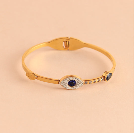 Gold Evil Eye Bracelet with Crystal