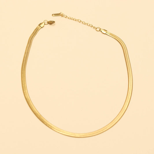 Gold Herringbone snake chain Necklace