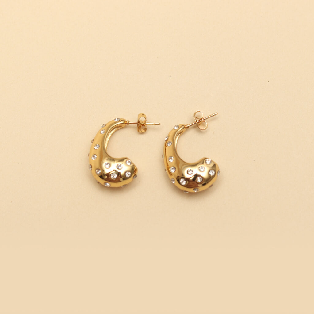 Gold Studded Chunky Hoop Earrings