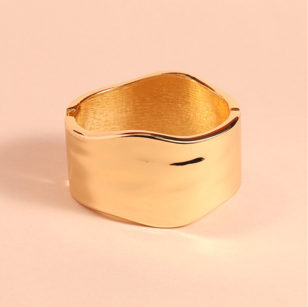 Gold Wide Wave Cuff Bracelet