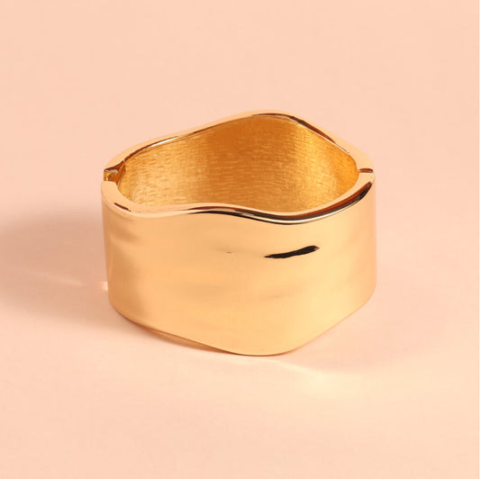 Gold Wide Wave Cuff Bracelet