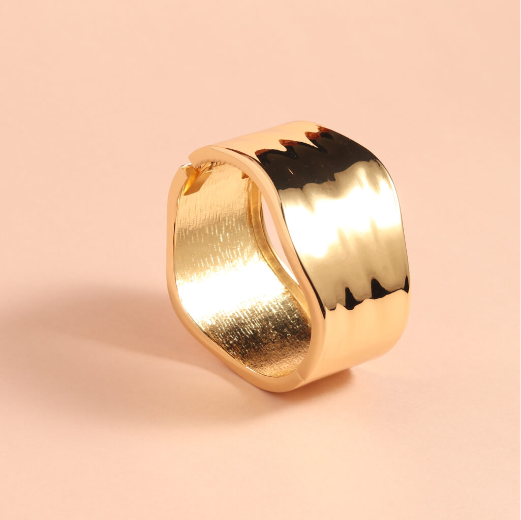 Gold Wide Wave Cuff Bracelet