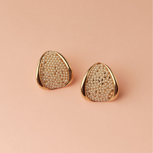 Golden Dewdrop Pearl Earrings