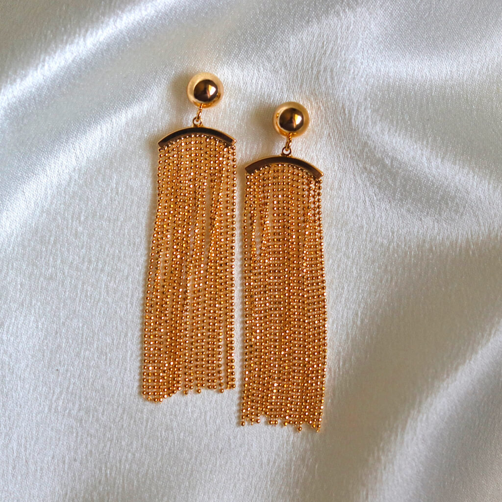Golden Drape Tassel Earrings