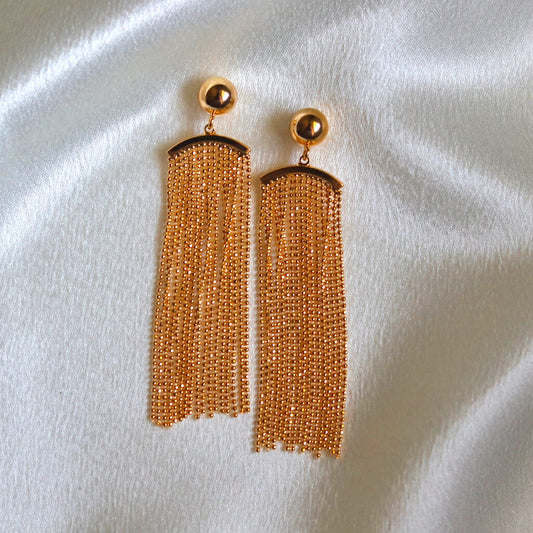 Golden Drape Tassel Earrings