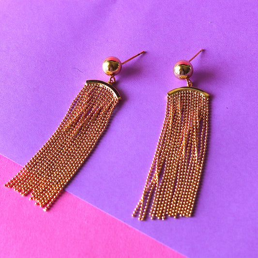Golden Drape Tassel Earrings