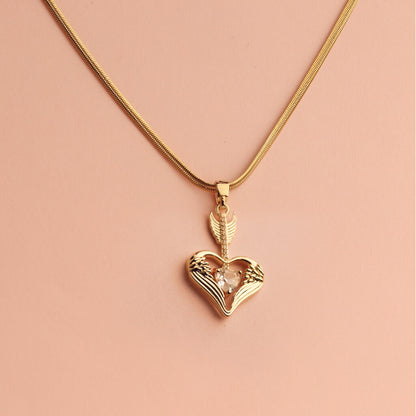Golden Heart Arrow Pendant Necklace