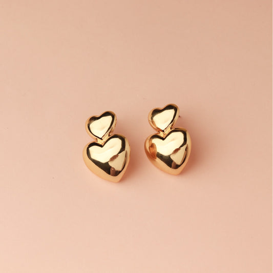 Golden Heartbeat Heart Korean Earrings