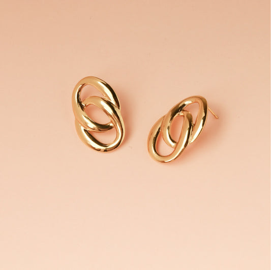 Golden Link Stud Earrings
