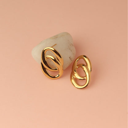 Golden Link Stud Earrings