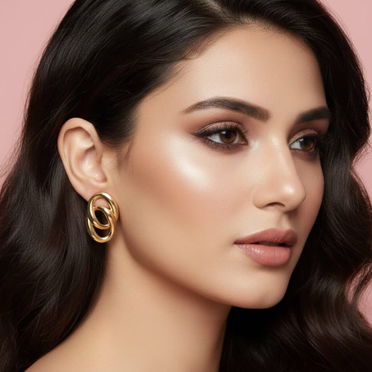 Golden Link Stud Earrings