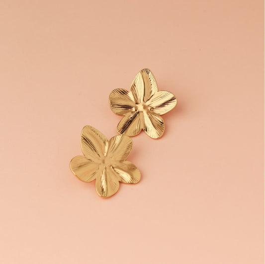 Golden Petal Stud Earrings