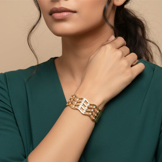 Golden Ripple Wave Cubic Bracelet