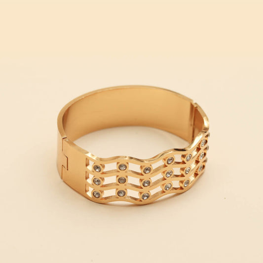 Golden Ripple Wave Cubic Bracelet