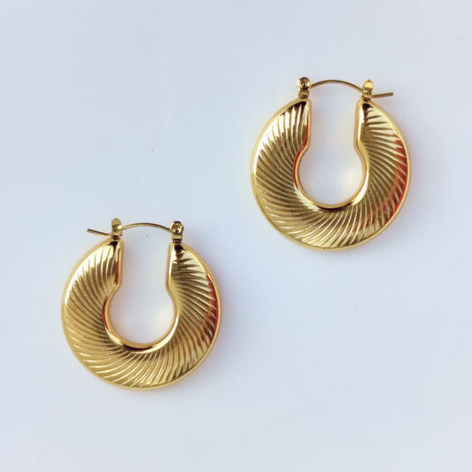 Golden Swirl Statement Hoops Earrings