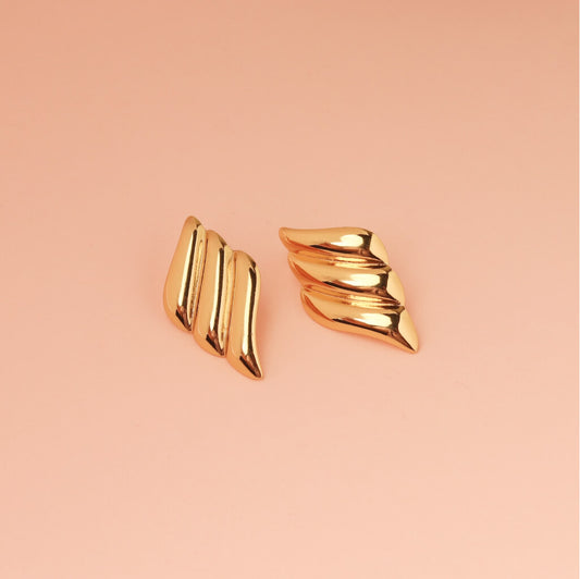 Golden Wave Stud Earrings