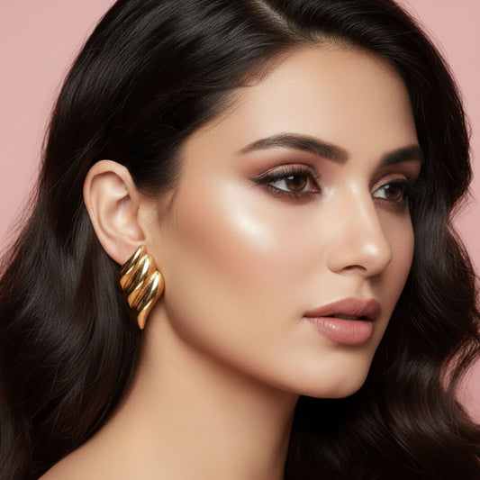 Golden Wave Stud Earrings