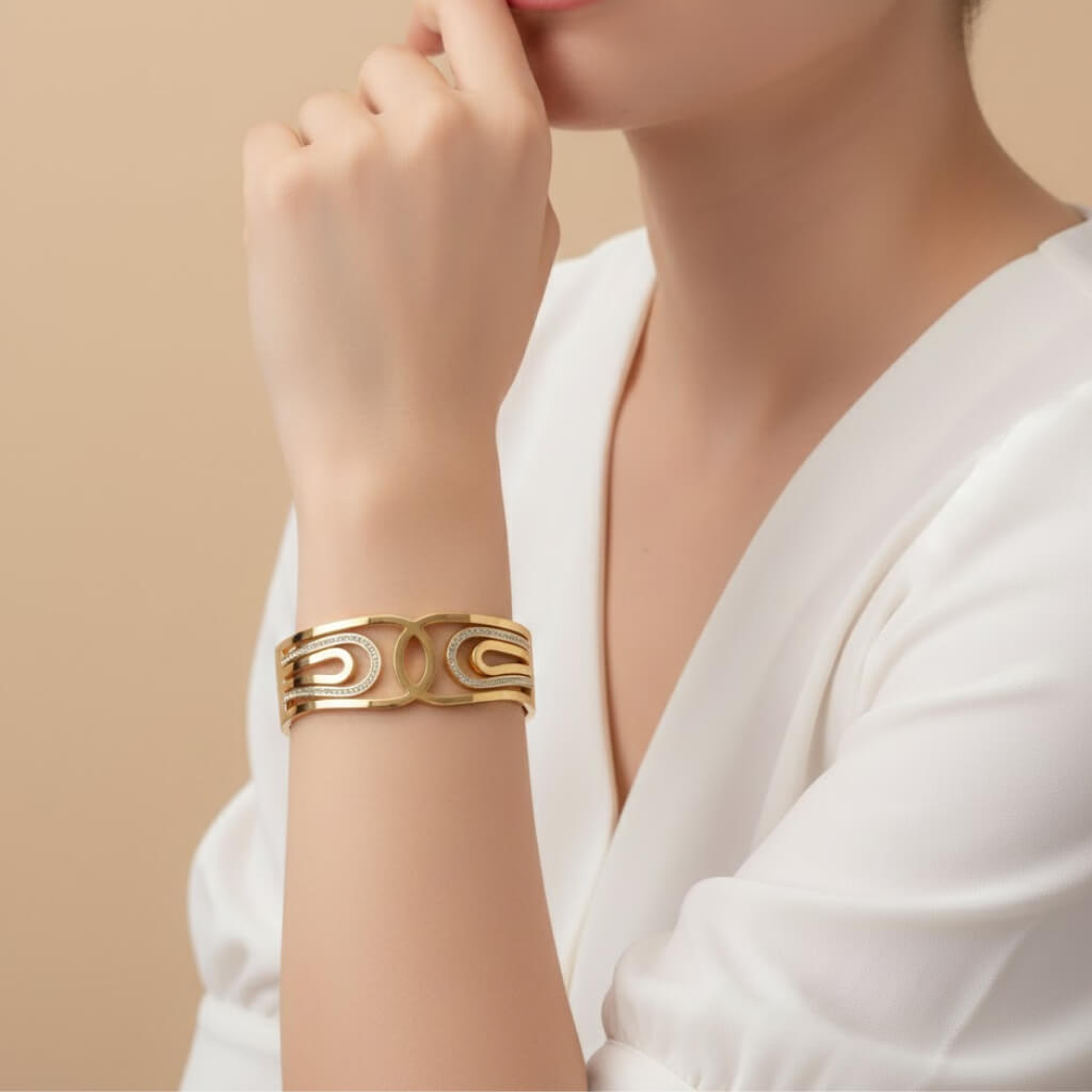 Interlocking Crystal Gold Bracelet