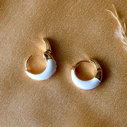 Ivory Moonlet Hoops – Shiro Charm Curve Earrings