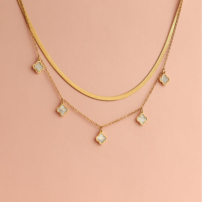 Layered Clover Charm Necklace