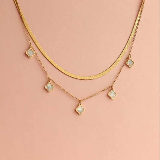 Layered Clover Charm Necklace