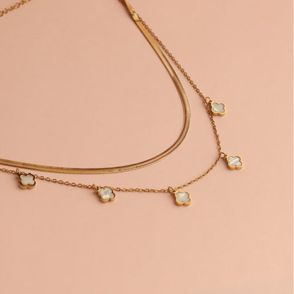Layered Clover Charm Necklace