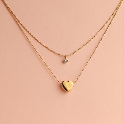 Layered Heart Drop Necklace