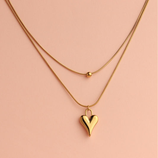 Layered Heart Pendant Necklace