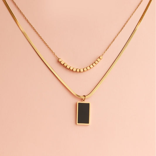 Layered Rectangle Pendant Necklace