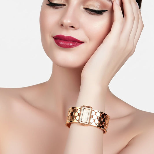 Luxe Honeycomb Cuff style bracelet– Rose Gold