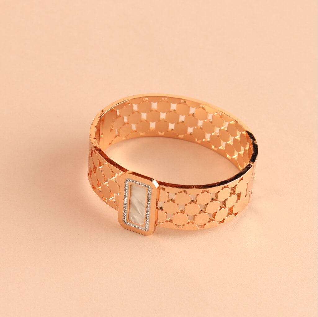 Luxe Honeycomb Cuff style bracelet– Rose Gold